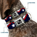 Dog Bone Seatbelt Buckle Collar - American Chevron & Stripes White/Red/Blue
