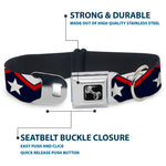 Dog Bone Seatbelt Buckle Collar - American Chevron & Stripes White/Red/Blue