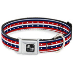Dog Bone Seatbelt Buckle Collar - Americana Stripe w/Stars2 Blue/Red/White