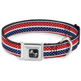 Load image into Gallery viewer, Dog Bone Seatbelt Buckle Collar - Americana Stripe w/Mini Stars Blue/Red/White