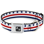 Dog Bone Seatbelt Buckle Collar - Americana Stars & Stripes7 White/Blue/Red