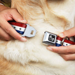 Dog Bone Seatbelt Buckle Collar - Americana Star Stripes Red/White/Blue