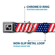 Dog Bone Seatbelt Buckle Collar - American Flag Diagonal