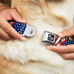 Dog Bone Seatbelt Buckle Collar - American Flag Diagonal