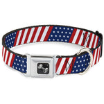 Dog Bone Seatbelt Buckle Collar - American Flag Diagonal