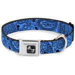 Dog Bone Seatbelt Buckle Collar - Bandana/Skulls Baby Blue/Black