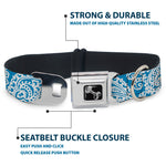 Dog Bone Seatbelt Buckle Collar - Bandana/Skulls Baby Blue/White