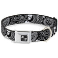 Load image into Gallery viewer, Dog Bone Seatbelt Buckle Collar - Bandana/Skulls Black/White