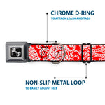 Dog Bone Seatbelt Buckle Collar - Bandana/Skulls Red/White