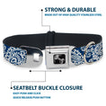 Load image into Gallery viewer, Dog Bone Seatbelt Buckle Collar - Bandana/Skulls Royal/White