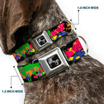 Dog Bone Seatbelt Buckle Collar - BD Paint Splatter Black/Neon