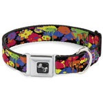 Dog Bone Seatbelt Buckle Collar - BD Paint Splatter Black/Neon