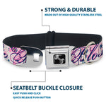 Dog Bone Seatbelt Buckle Collar - Born to Blossom Blue