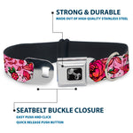 Dog Bone Seatbelt Buckle Collar - Born to Blossom Pink
