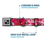 Dog Bone Seatbelt Buckle Collar - Born to Blossom Pink