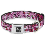 Dog Bone Seatbelt Buckle Collar - Born to Blossom Pink
