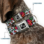Dog Bone Seatbelt Buckle Collar - Born to Blossom White