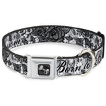 Dog Bone Seatbelt Buckle Collar - Born to Blossom Black/White
