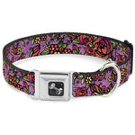 Dog Bone Seatbelt Buckle Collar - Born to Blossom CLOSE-UP Pink