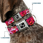 Dog Bone Seatbelt Buckle Collar - Born to Blossom CLOSE-UP White