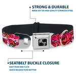 Dog Bone Seatbelt Buckle Collar - Born to Blossom CLOSE-UP White