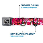 Dog Bone Seatbelt Buckle Collar - Born to Blossom CLOSE-UP White