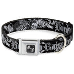 Dog Bone Seatbelt Buckle Collar - Born to Raise Hell Black/White