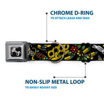 Dog Bone Seatbelt Buckle Collar - Born to Raise Hell CLOSE-UP Black