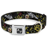 Dog Bone Seatbelt Buckle Collar - Born to Raise Hell CLOSE-UP Black
