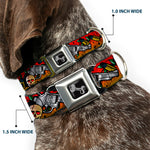 Dog Bone Seatbelt Buckle Collar - Born to Raise Hell CLOSE-UP Red