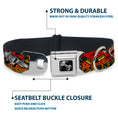 Load image into Gallery viewer, Dog Bone Seatbelt Buckle Collar - Born to Raise Hell CLOSE-UP Red