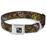 Dog Bone Seatbelt Buckle Collar - Born to Raise Hell CLOSE-UP Red