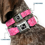 Dog Bone Seatbelt Buckle Collar - Butterflies Pink
