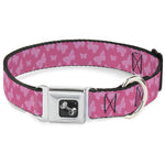 Dog Bone Seatbelt Buckle Collar - Butterflies Pink