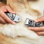 Dog Bone Seatbelt Buckle Collar - BD Skull w/Roses