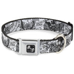 Dog Bone Seatbelt Buckle Collar - BD Skull w/Roses