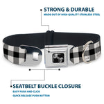 Dog Bone Seatbelt Buckle Collar - Buffalo Plaid Black/White