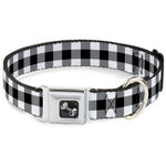 Dog Bone Seatbelt Buckle Collar - Buffalo Plaid Black/White