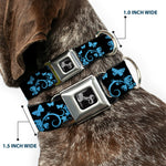 Dog Bone Seatbelt Buckle Collar - Butterfly Garden Black/Blue