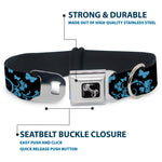Dog Bone Seatbelt Buckle Collar - Butterfly Garden Black/Blue