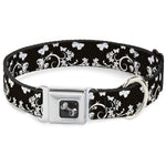 Dog Bone Seatbelt Buckle Collar - Butterfly Garden Black/White