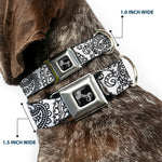 Dog Bone Seatbelt Buckle Collar - Bandana/Skulls White/Black