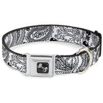 Dog Bone Seatbelt Buckle Collar - Bandana/Skulls White/Black