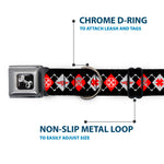 Dog Bone Seatbelt Buckle Collar - BD Argyle Black/Red/Gray