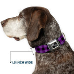 Dog Bone Seatbelt Buckle Collar - Buffalo Plaid Black/Purple