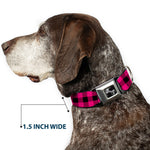 Dog Bone Seatbelt Buckle Collar - Buffalo Plaid Black/Fuchsia