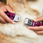 Dog Bone Seatbelt Buckle Collar - Buffalo Plaid Black/Fuchsia