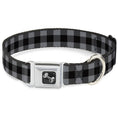 Load image into Gallery viewer, Dog Bone Seatbelt Buckle Collar - Buffalo Plaid Black/Gray