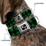 Dog Bone Seatbelt Buckle Collar - Buffalo Plaid Black/Green
