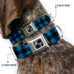 Dog Bone Seatbelt Buckle Collar - Buffalo Plaid Black/Turquoise